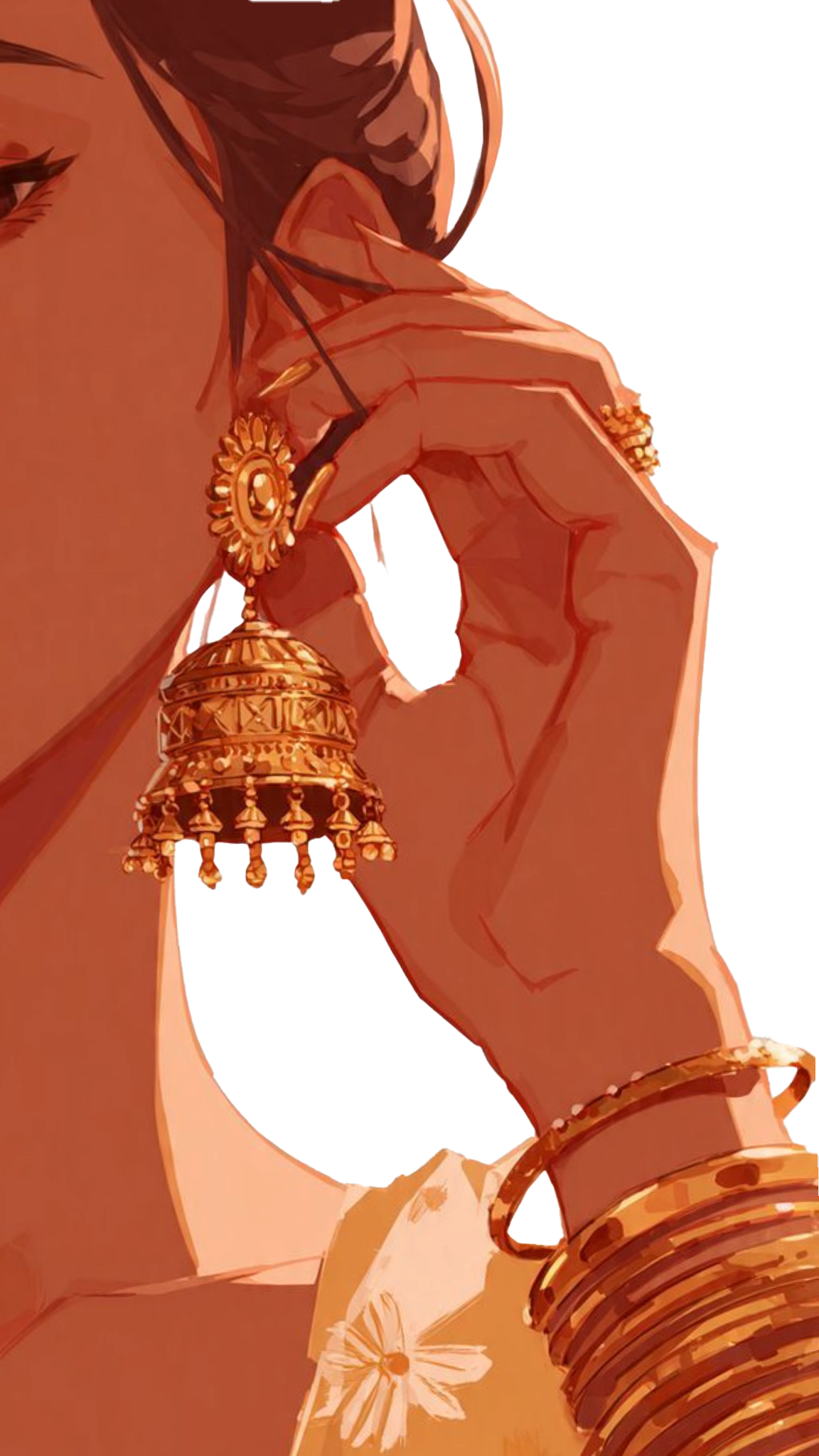 Bride adjusting her jhumka